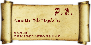 Paneth Mátyás névjegykártya